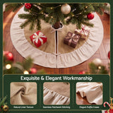 Jingle Jollys 90cm Christmas Tree Skirt Linen Christmas Tree Mat Decor - Top-Down View