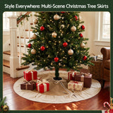 Jingle Jollys 90cm Christmas Tree Skirt Linen Christmas Tree Mat Decor - Close-Up Angle