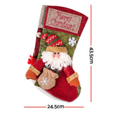 Jingle Jollys Christmas Stockings 2 Pack Large 3D Plush Santa Snowman 43.5cm Christmas Decor for Family Holiday Christmas Party Decorations - Front View