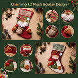 Jingle Jollys Christmas Stockings 2 Pack Large 3D Plush Santa Snowman 43.5cm Christmas Decor for Family Holiday Christmas Party Decorations - Top-Down View