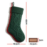 Jingle Jollys 3PCS Personalized Christmas Stockings with Leather Patches 16 Inch Knitted Solid Colour Xmas Decor For Fireplace Mantel, Christmas Tree, Home Decoration & Holiday Party Displays - Front View