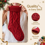 Jingle Jollys 3PCS Personalized Christmas Stockings with Leather Patches 16 Inch Knitted Solid Colour Xmas Decor For Fireplace Mantel, Christmas Tree, Home Decoration & Holiday Party Displays - Top-Down View