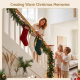 Jingle Jollys 3PCS Personalized Christmas Stockings with Leather Patches 16 Inch Knitted Solid Colour Xmas Decor For Fireplace Mantel, Christmas Tree, Home Decoration & Holiday Party Displays - Rear View