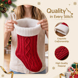 Jingle Jollys 3PCS Personalized Christmas Stockings with Leather Patches, 16 Inch Knitted Contrast Colour Xmas Hanging Decor For Fireplace Mantel, Christmas Tree, Home Decoration & Holiday Party Displays - Top-Down View