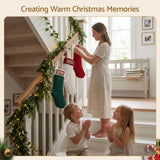 Jingle Jollys 3PCS Personalized Christmas Stockings with Leather Patches, 16 Inch Knitted Contrast Colour Xmas Hanging Decor For Fireplace Mantel, Christmas Tree, Home Decoration & Holiday Party Displays - Rear View