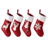 Jingle Jollys 4 Pack Large Velvet Christmas Stockings 46.5cm Red White Decor Perfect For Gift Ideal, Fireplace Mantels Christmas Trees Holiday Party Decorations - Side View