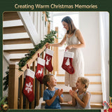 Jingle Jollys 4 Pack Large Velvet Christmas Stockings 46.5cm Red White Decor Perfect For Gift Ideal, Fireplace Mantels Christmas Trees Holiday Party Decorations - Rear View