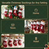 Jingle Jollys 4 Pack Large Velvet Christmas Stockings 46.5cm Red White Decor Perfect For Gift Ideal, Fireplace Mantels Christmas Trees Holiday Party Decorations - Close-Up Angle