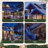 Jingle Jollys 32M Christmas Lights Solar Icicle String Lights 960 LED Blue - Low Angle