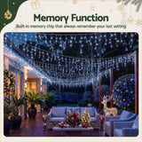 Jingle Jollys 32M Christmas Lights Solar Icicle String Lights 960 LED Cool White - Side View