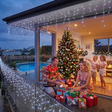 Jingle Jollys 32M Christmas Lights Solar Icicle String Lights 960 LED Cool White - Rear View
