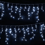 Jingle Jollys 32M Christmas Lights Solar Icicle String Lights 960 LED Cool White - Close-Up Angle