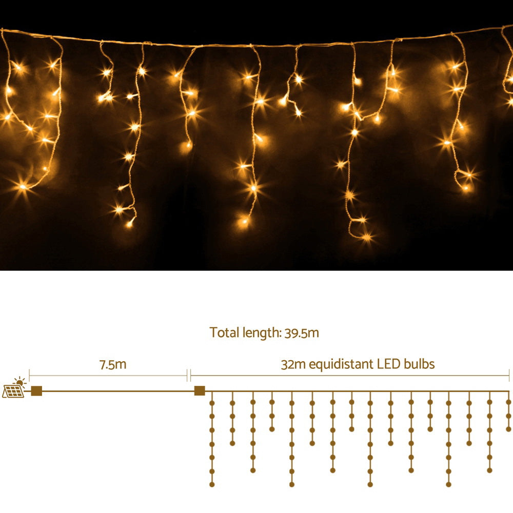 Twinkling Elegance 32M Warm White Icicle LED String Lights with 192 Drops and Controller
