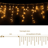 Twinkling Elegance 32M Warm White Icicle LED String Lights with 192 Drops and Controller - Front View