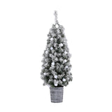 Jingle Jollys 1.2M Snow-Dusted LED Christmas Tree in Potted Base - Side View