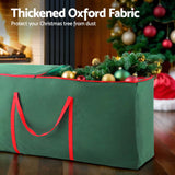 Jingle Jollys Extra-Large Christmas Tree Storage Bag for 8ft Trees - Durable Green Oxford Fabric - Top-Down View