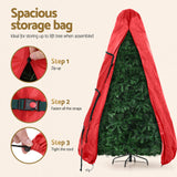 Jingle Jollys Christmas Tree Storage Bag Fits Up to 8ft Tree Xmas Bag Zipper Red - Top-Down View