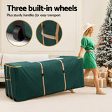 Jingle Jollys Christmas Tree Storage Bag Up to 10ft Visible Handle Wheels Green - Rear View