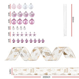 Jingle Jollys Christmas Tree Decoration Set Ribbon Baubles Ornaments Party 34pcs - Front View