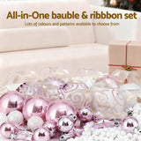 Jingle Jollys Christmas Tree Decoration Set Ribbon Baubles Ornaments Party 34pcs - Top-Down View