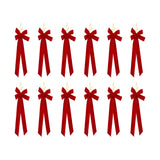Jingle Jollys 12Pcs Red Velvet Christmas Bows Tree Decorations Xmas Decor - Side View
