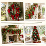 Jingle Jollys 12Pcs Red Velvet Christmas Bows Tree Decorations Xmas Decor - 45-Degree Angle