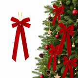 Jingle Jollys 12Pcs Red Velvet Christmas Bows Tree Decorations Xmas Decor - Low Angle