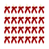 Jingle Jollys 24Pcs Red Velvet Christmas Bows Tree Decorations Xmas Decor - Side View