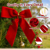 Jingle Jollys 24Pcs Red Velvet Christmas Bows Tree Decorations Xmas Decor - Rear View