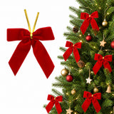 Jingle Jollys 24Pcs Red Velvet Christmas Bows Tree Decorations Xmas Decor - Low Angle