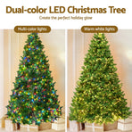 Jingle Jollys 7FT pre-lit artificial Christmas tree with multicolour LED lights, multicoloured LED bulbs