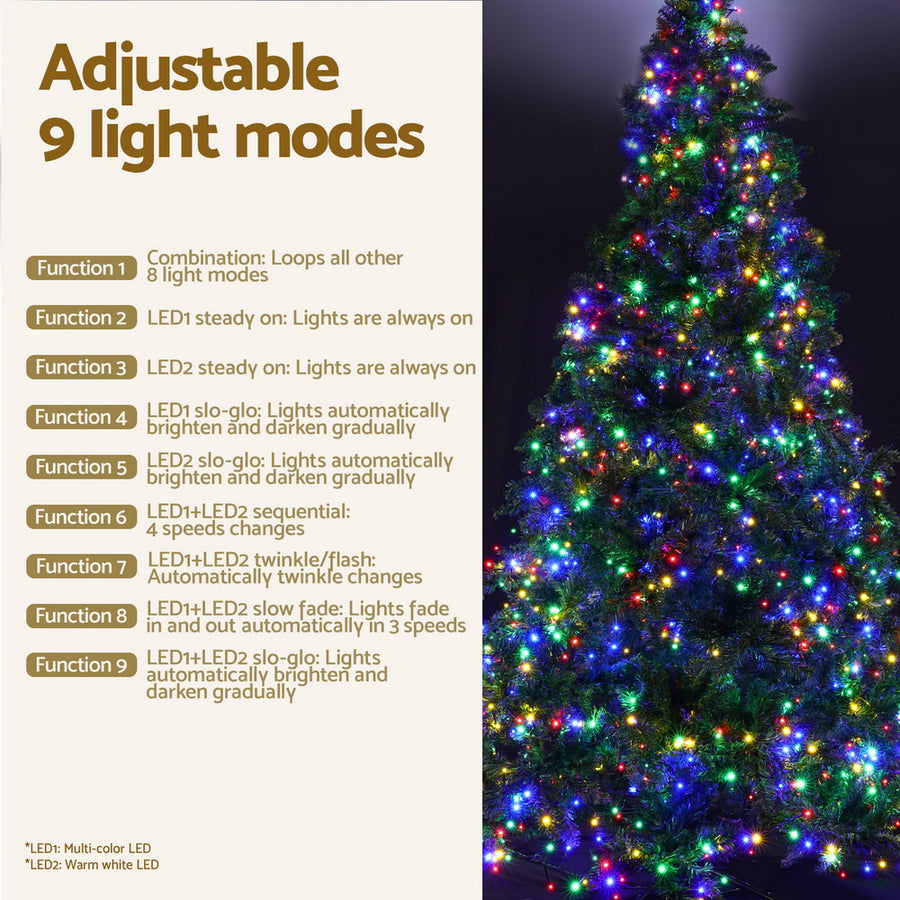 Jingle Jollys 7FT pre-lit artificial Christmas tree with multicolour LED lights, 8 lighting modes