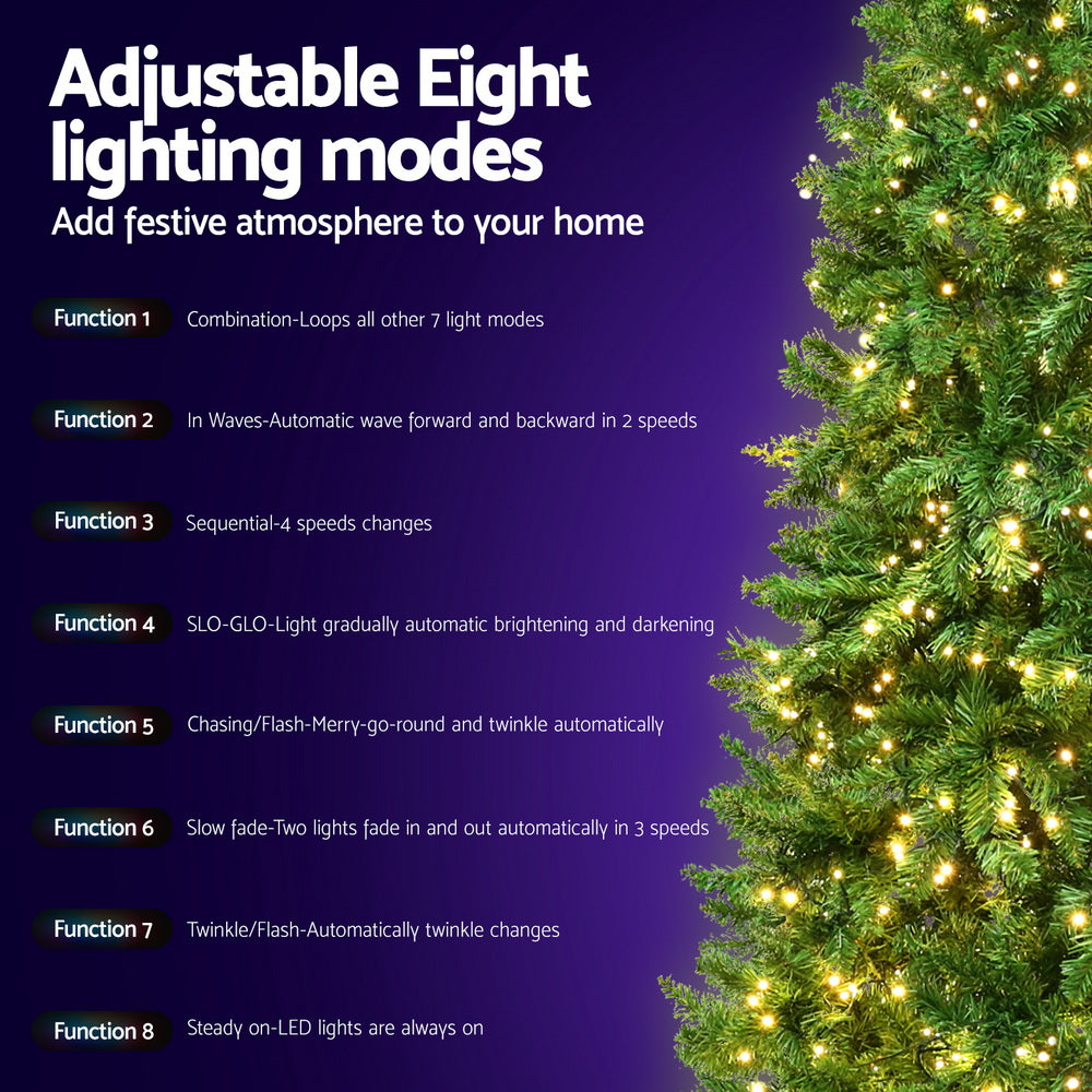Jingle Jollys Christmas Tree 2.4m Xmas Tree Decorations 1488 LEDs
