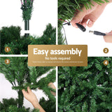 Jingle Jollys Christmas Tree 2.7m Xmas Tree Decorations 1800 LEDs 1831 Tips 8 Light Modes - Low Angle