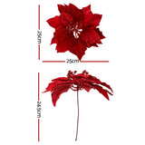 Jingle Jollys 14Pcs Christmas Tree Flowers Set Xmas Garland Wreath Ornaments Red - Front View