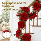 Jingle Jollys 14Pcs Christmas Tree Flowers Set Xmas Garland Wreath Ornaments Red - 45-Degree Angle