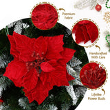 Jingle Jollys 14Pcs Christmas Tree Flowers Set Xmas Garland Wreath Ornaments Red - Rear View