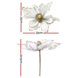 Jingle Jollys 14Pcs Christmas Tree Flower Set Xmas Garland Wreath Magnolia White - Front View