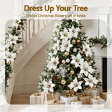 Jingle Jollys 14Pcs Christmas Tree Flower Set Xmas Garland Wreath Magnolia White - Top-Down View