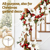 Jingle Jollys 14Pcs Christmas Tree Flower Set Xmas Garland Wreath Magnolia White - 45-Degree Angle