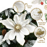 Jingle Jollys 14Pcs Christmas Tree Flower Set Xmas Garland Wreath Magnolia White - Rear View