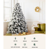 Jingle Jollys Christmas Tree 1.8M Xmas Tree with 350 LED Lights Snowy Tips - Top-Down View