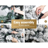 Jingle Jollys Christmas Tree 1.8M Xmas Tree with 350 LED Lights Snowy Tips - 45-Degree Angle