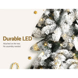 Jingle Jollys Christmas Tree 1.8M Xmas Tree with 350 LED Lights Snowy Tips - Rear View