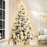 Jingle Jollys Christmas Tree 1.8M Xmas Tree with 350 LED Lights Snowy Tips - Low Angle