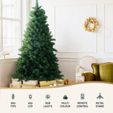 Jingle Jollys Christmas Tree 1.8m RGB Remote LED Tree Party Decoration 890 Tips - Top-Down View