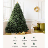 Jingle Jollys Christmas Tree 2.1M Xmas Tree Decorations Green 1250 Tips - Top-Down View
