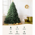 Jingle Jollys 2.1m prelit green Christmas tree with 3000 warm white LEDs, bushy PVC branch tips