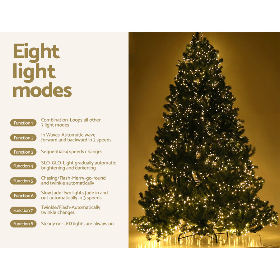 Jingle Jollys 2.1m prelit green Christmas tree with 3000 warm white LEDs, plug and adapter