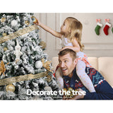 Jingle Jollys Christmas Tree 2.4M Xmas Tree Decorations Snow Flocked 1500 Tips - Rear View